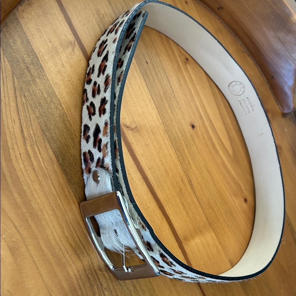 Genuine leather calf hair belt - made in Italy - leopard print